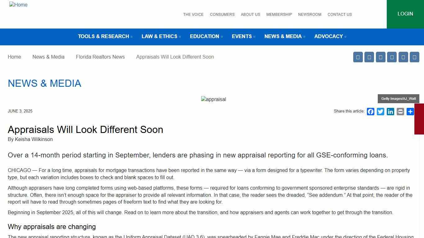 Appraisals Will Look Different Soon | Florida Realtors